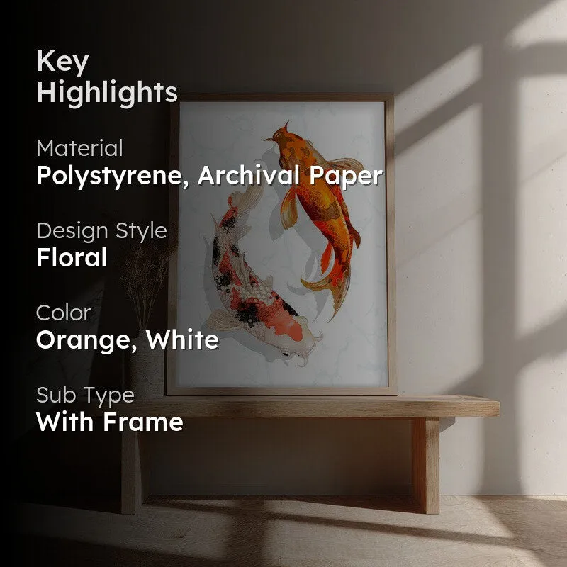 Koi Harmony Archival Paper Wall Art - Natural Brown Frame media 2