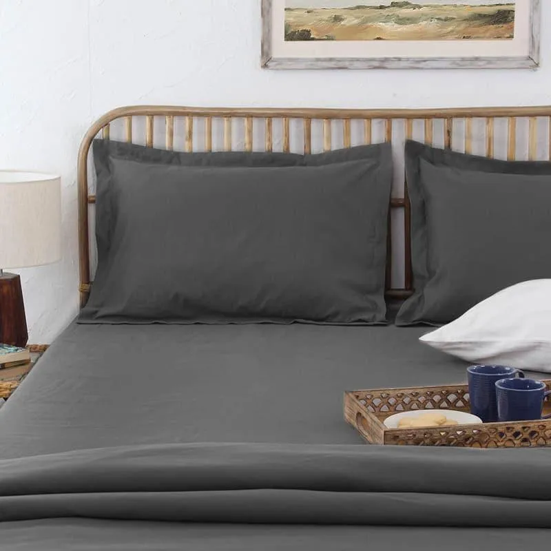 Dreamy Delight Cotton Bedsheet (Grey) - 610 TC media 1