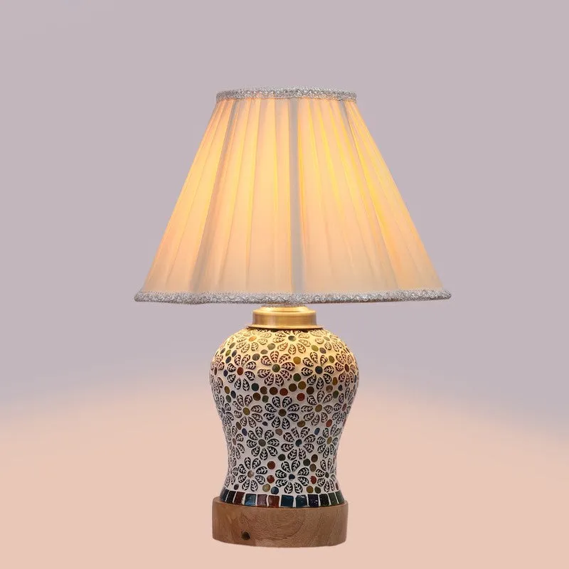 Santora Pleated Wooden Table Lamp - Multicolor media 6