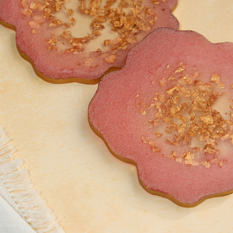 Gold Fleck Resin Coaster (Pink) - Set Of Two media 3