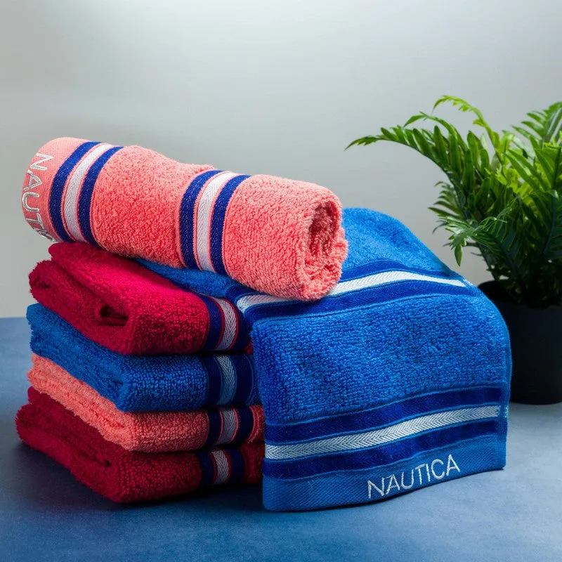 Nautica Dove Dual Down Cotton Hand Towel (Blue,Coral & Red) - Set Of Six media 3