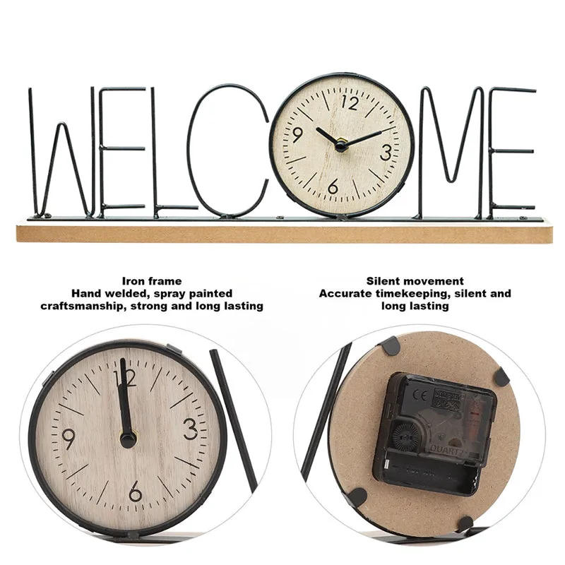 Typo Welcome Table Clock - Black media 8