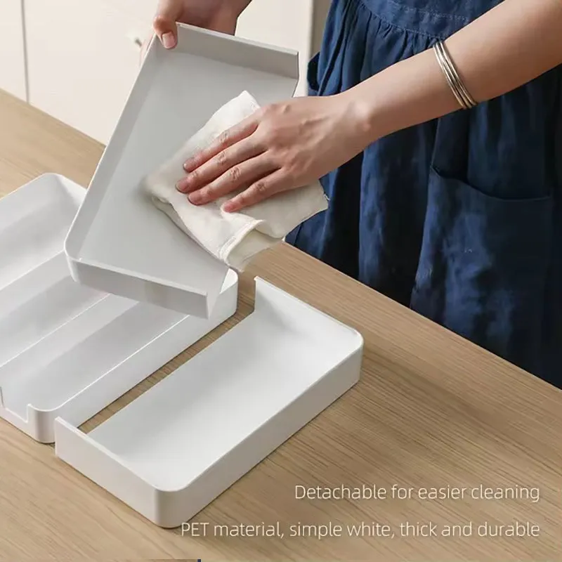 White cutlery tray sections shown separated for easy cleaning