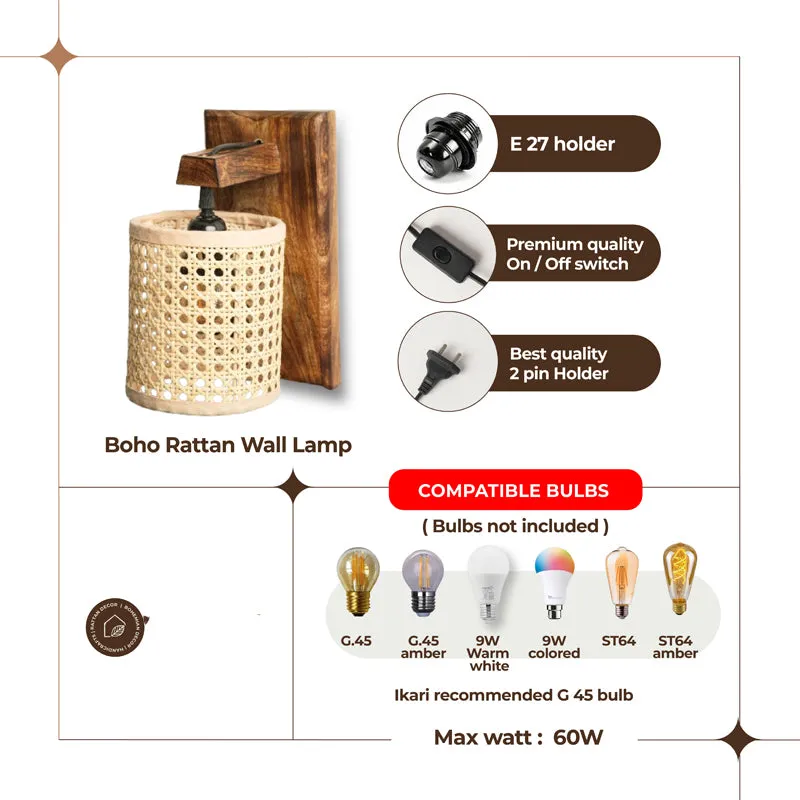 LumaRay Rattan Wall Lamp With Mango Wood Base media 4