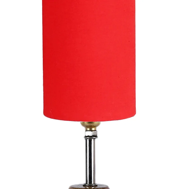 Vida Wooden Table Lamp With Bamboo Shade - Brown,Red media 3