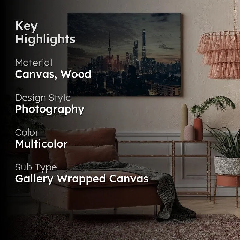Shanghai Skyline Canvas Wall Painting - Gallery Wrap media 2