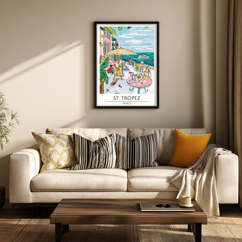 Vintage Saint - Tropez Framed Canvas Wall Painting