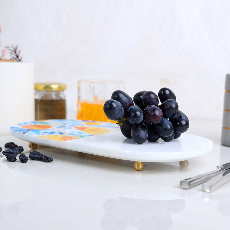 Zestora Printed (Marble,Brass) Marble Platter media 3