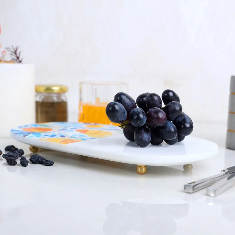 Zestora Printed (Marble,Brass) Marble Platter media 3