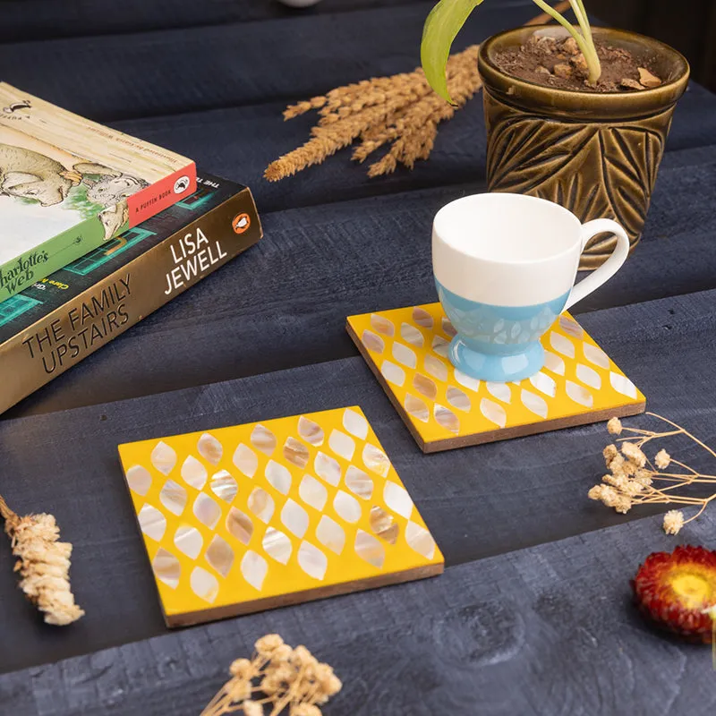 Celestria Mother Of Pearl Coaster (Yellow) - Set Of Two media 4