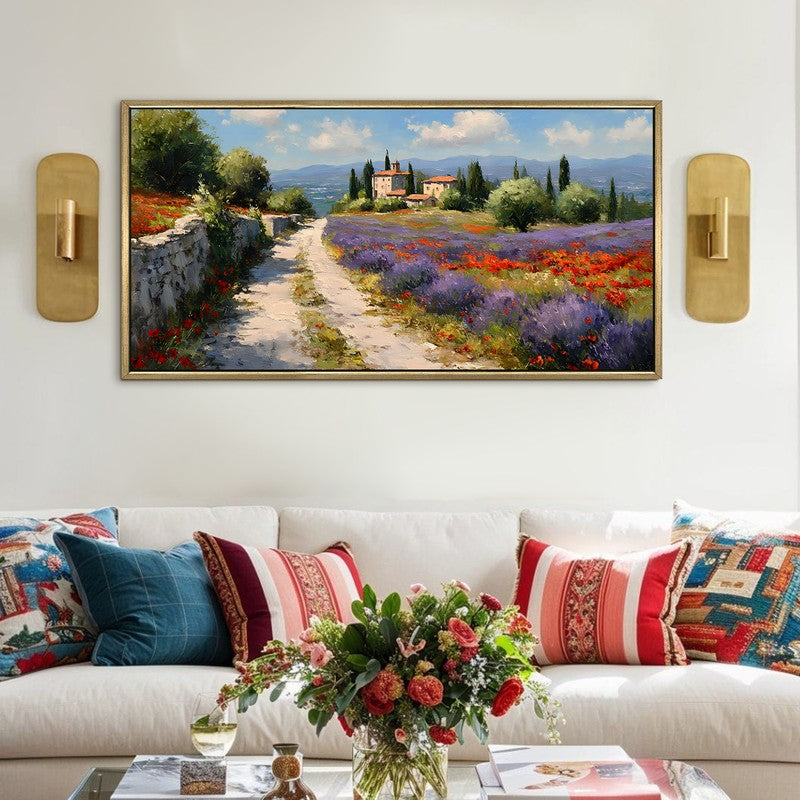 Lavender Lane Canvas Wall Painting With Frame