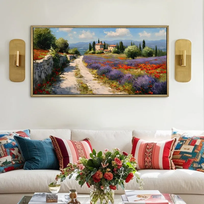 Lavender Lane Canvas Wall Painting With Frame media 1