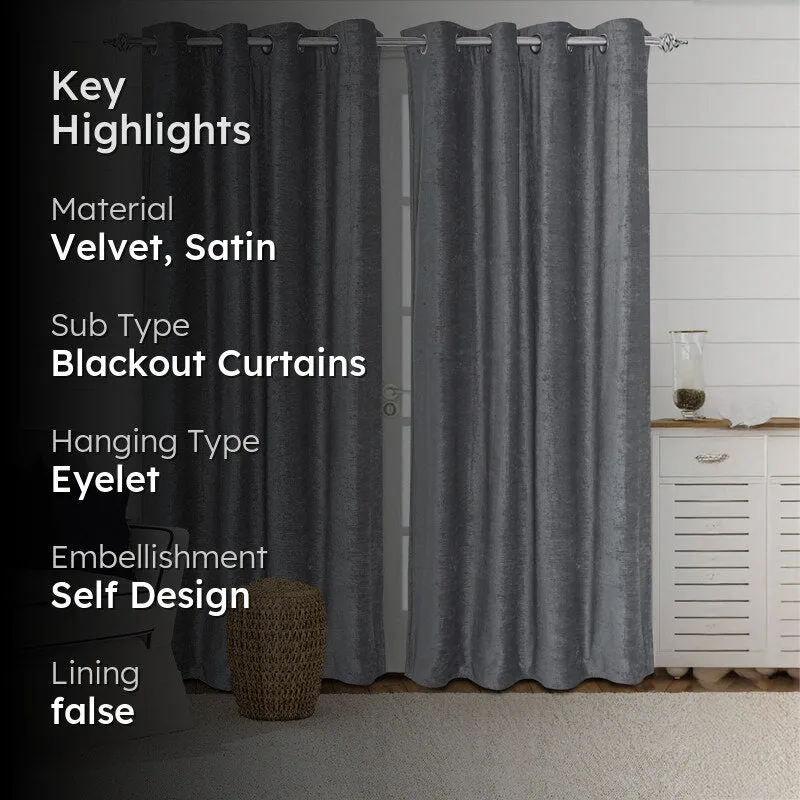 Saral Home Auriel Blackout Curtain (Grey) - Set Of Two media 2