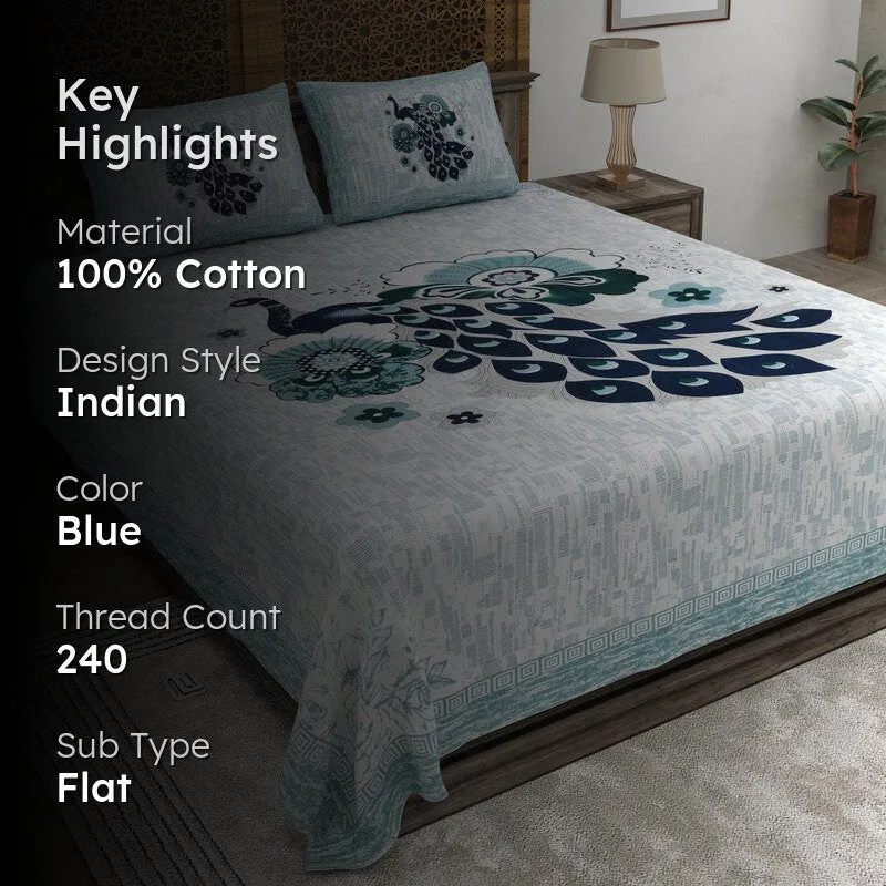 Classicon Cotton Bedsheet (Blue) - 240 TC media 2
