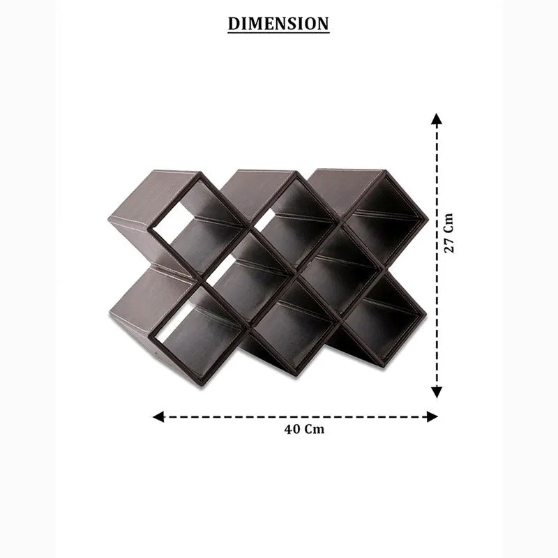 AarviDecor Modern Matrix Faux Leather Wine Rack - Brown media 7