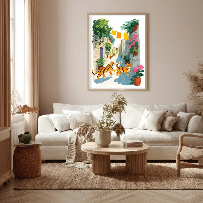 Sunwashed Canvas Wall Painting - Brown Frame media 5
