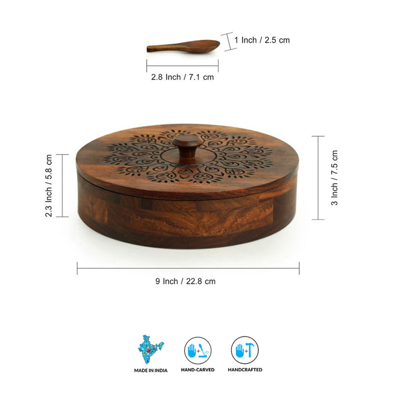 Mor Pankh Food Safe Sheesham Wood Masala Box - 120 ML media 7