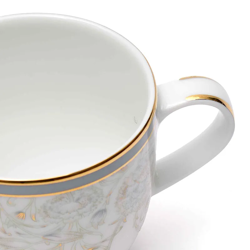 Gilded Iris Pete 24k Gold Brushed Porcelain Coffee Mug (300 mL Each/Grey) - Set Of Six media 5