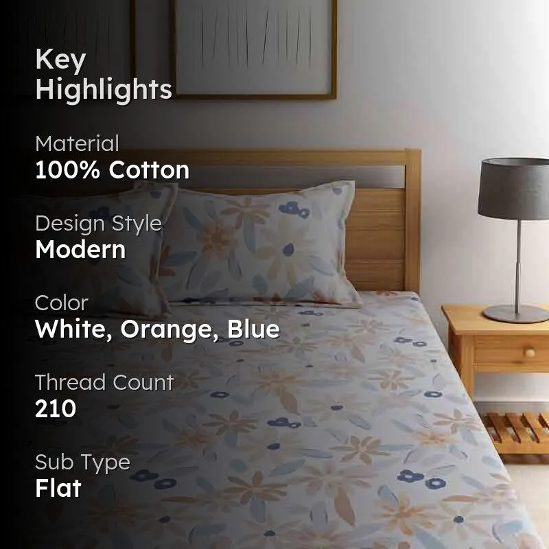 Floral Cluster Cotton Bedsheet - 210 TC media 2