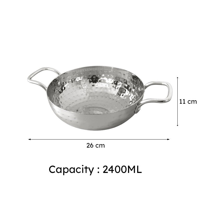 Vintage Hammered Kadhai - 2400 mL / 9 Inches media 6