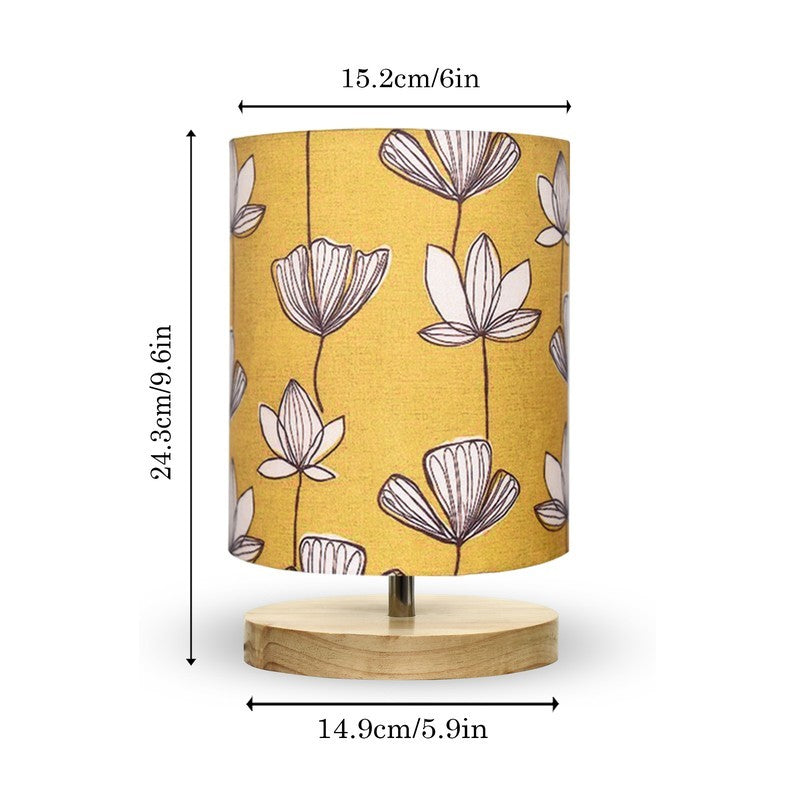 GlowNest Bedside Comfort Wooden Table Lamp - Yellow,White media 7