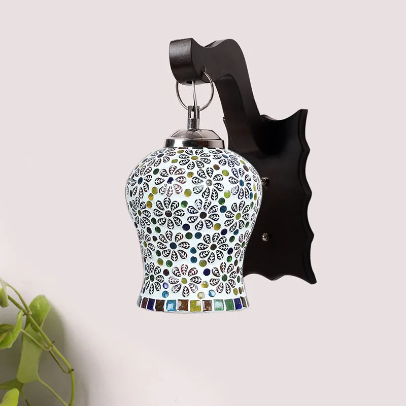Delphi Mosaic Glass & Wooden Wall Lamp - Multicolor media 3
