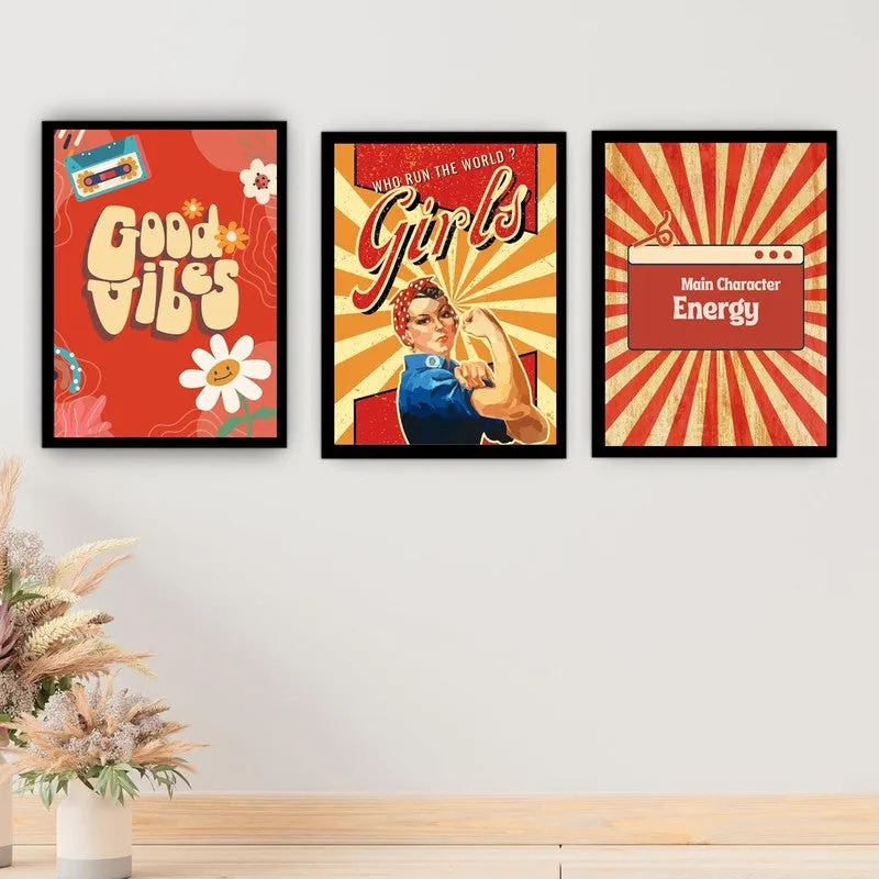 Retro Boost Paper Wall Painting With Frame - Black media 3