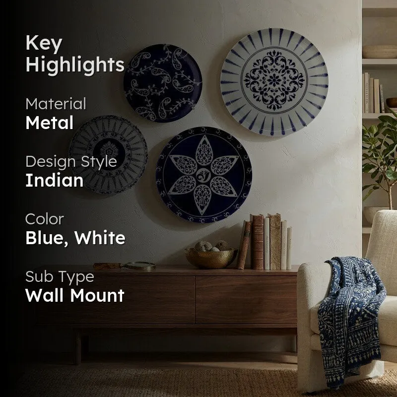 Sapphire Motif Metal Wall Plates - Set of Four - 2