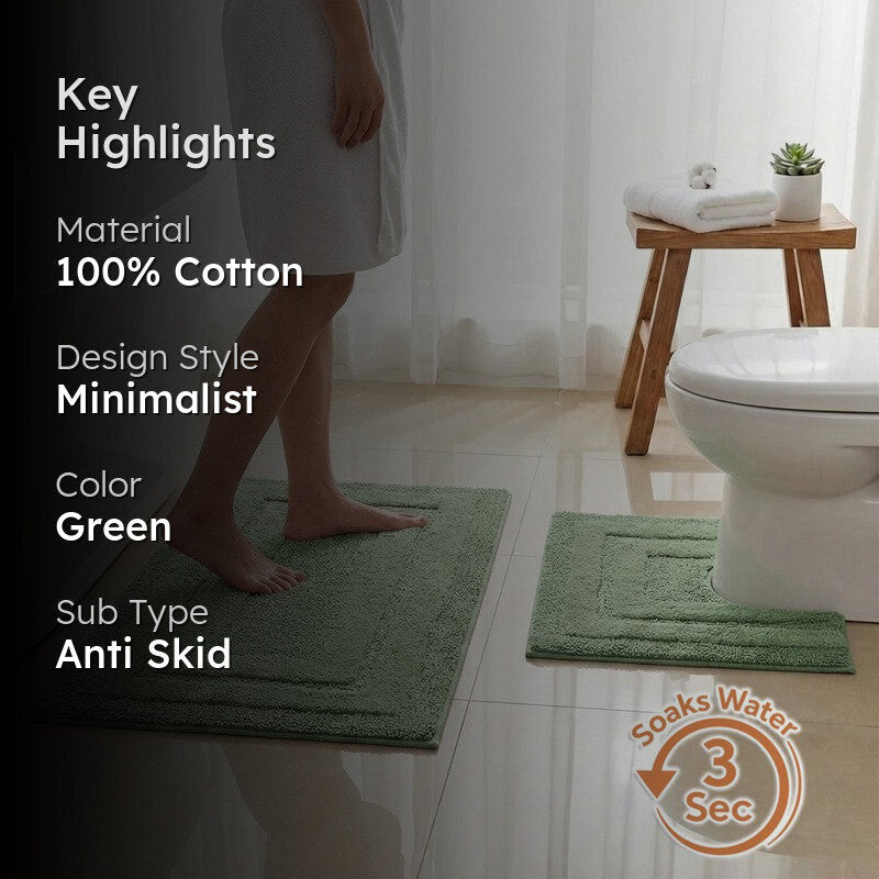 Aqualoom Anti skid Bath Mat (Green) - Set Of Two media 2