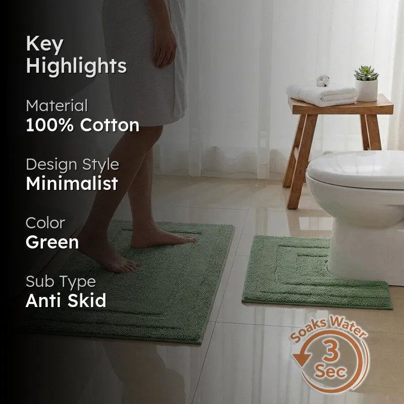 Aqualoom Anti skid Bath Mat (Green) - Set Of Two media 2