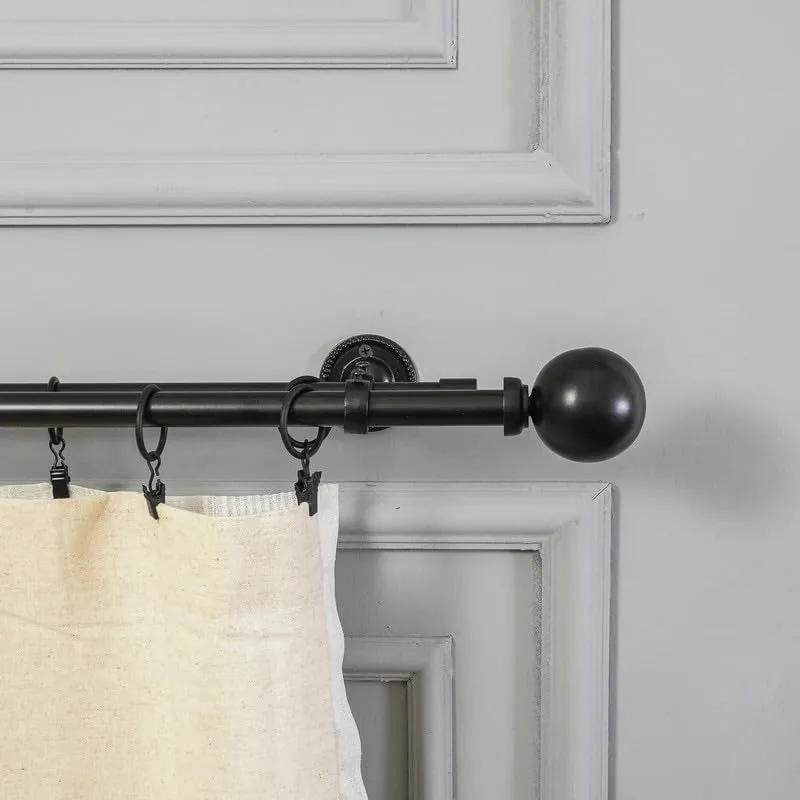 Orbette Duo Extendable 1" Double Curtain Rods With Round Finial & Brackets media 3