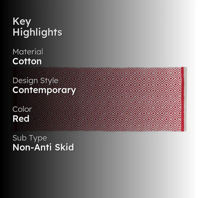 Earthica Cotton Runner Rug - Dark Red media 2