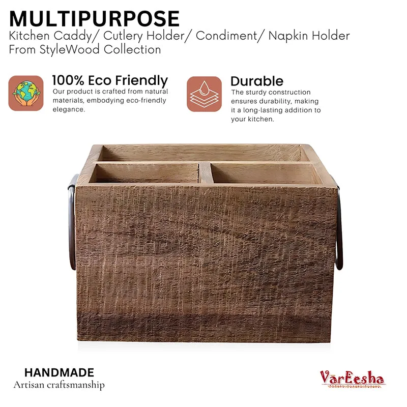 Azor Wood Cutlery Holder - Brown media 4