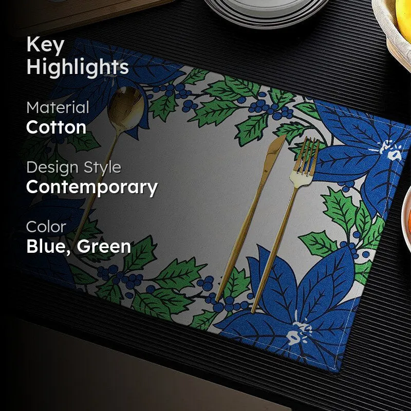 Acora Floral Placemat (Blue) - Set of Eight media 2