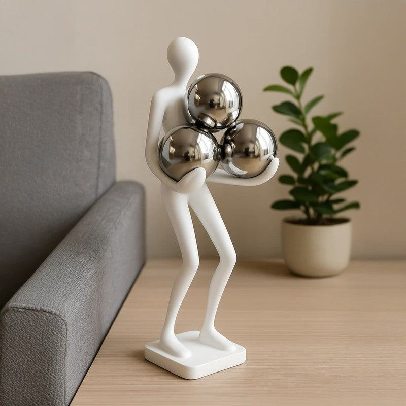 Modern Balance Trio Sphere Figurine Showpiece - White media 5