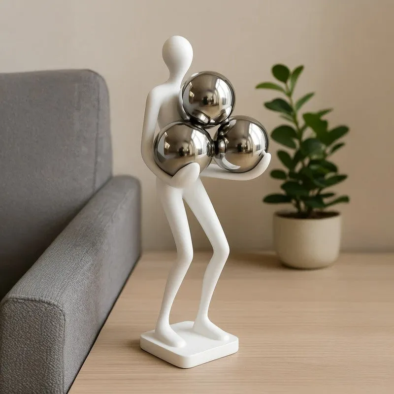 Modern Balance Trio Sphere Figurine Showpiece - White media 5
