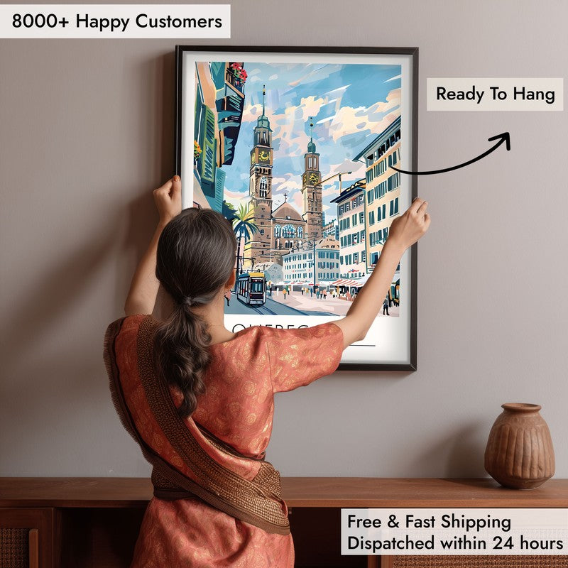 Vintage Quebec City Framed Canvas Wall Painting media 6