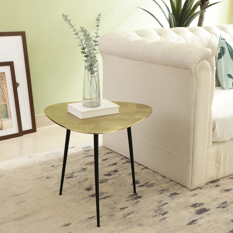 Triangular Pattern Aluminum Side Table - Gold