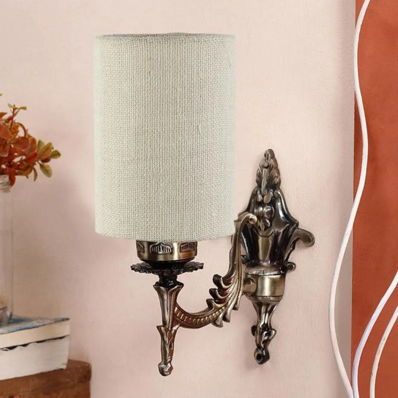 Vista Edrel Cylindrical Fabric & Metal Wall Lamp - White media 3
