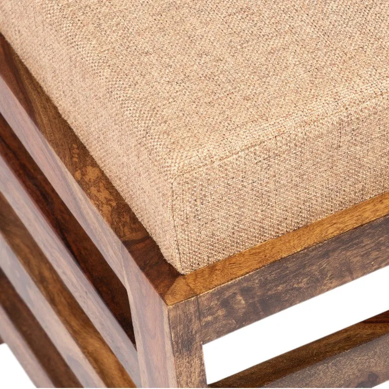 Tavro Sheesham Wooden Bench with Stool (Beige) - Two Piece Set media 6