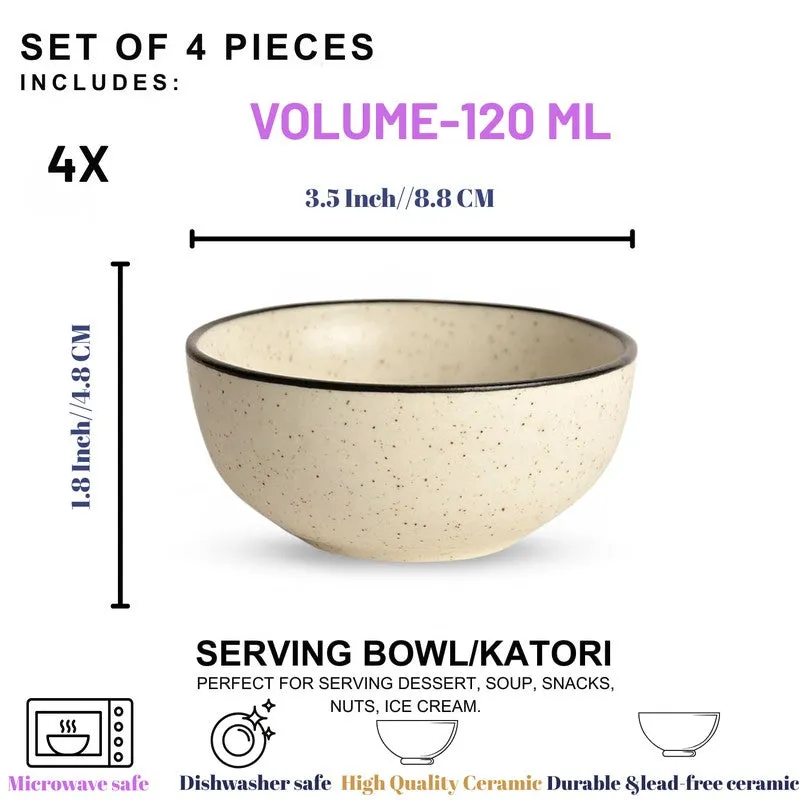Swaad Katori Ceramic Snack Bowls (White, 120 mL Each) - Set Of Six media 6