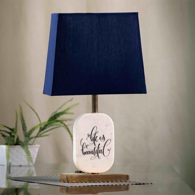 Life Light Printed Marble & Brass Base Fabric Table Lamp - Blue,White media 3