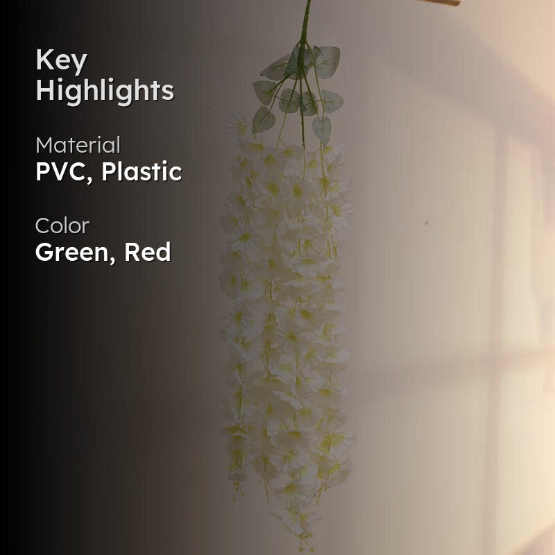 Faux Lush Hanging Morning Glory Plant (White) -  2.8 Feet media 2