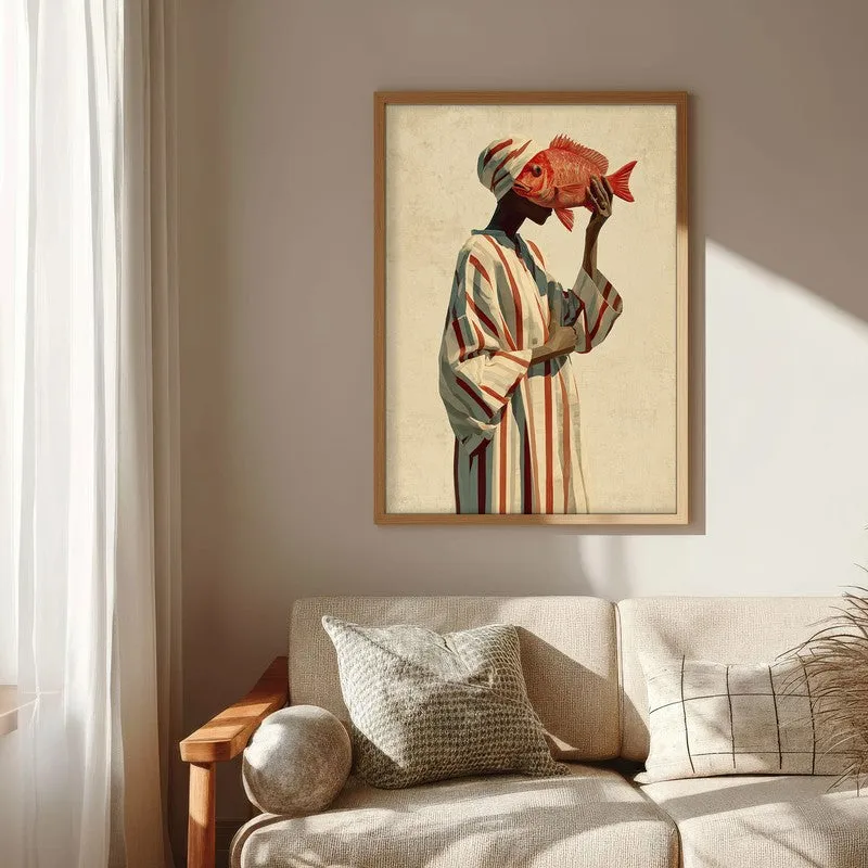 Ember Fin Canvas Wall Painting - Brown Frame media 6