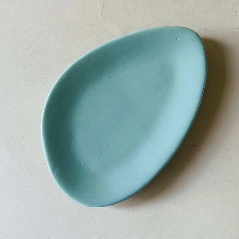 Almond Ceramic Platter (5 Inch) - Green media 4