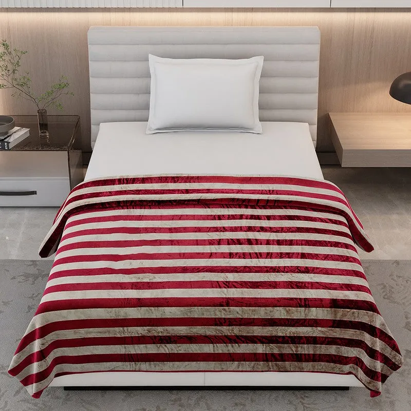 Monte Carlo Strivon Bold Stripes Polyester Blanket (Maroon) - 300 GSM media 3