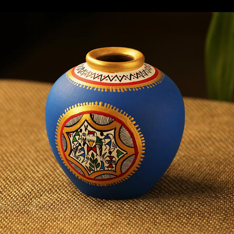 Madhuvan Handpainted Vase - Blue