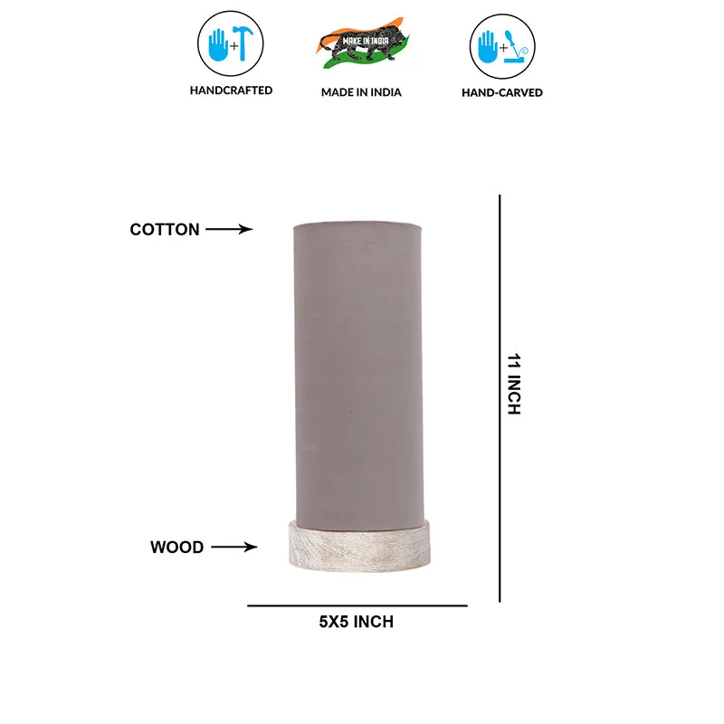 Ocra Tower Wooden Table Lamp - Grey,White media 5