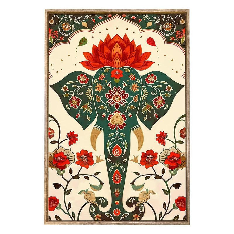 Raja Hathi Canvas Traditional Wall Art With Frame media 6