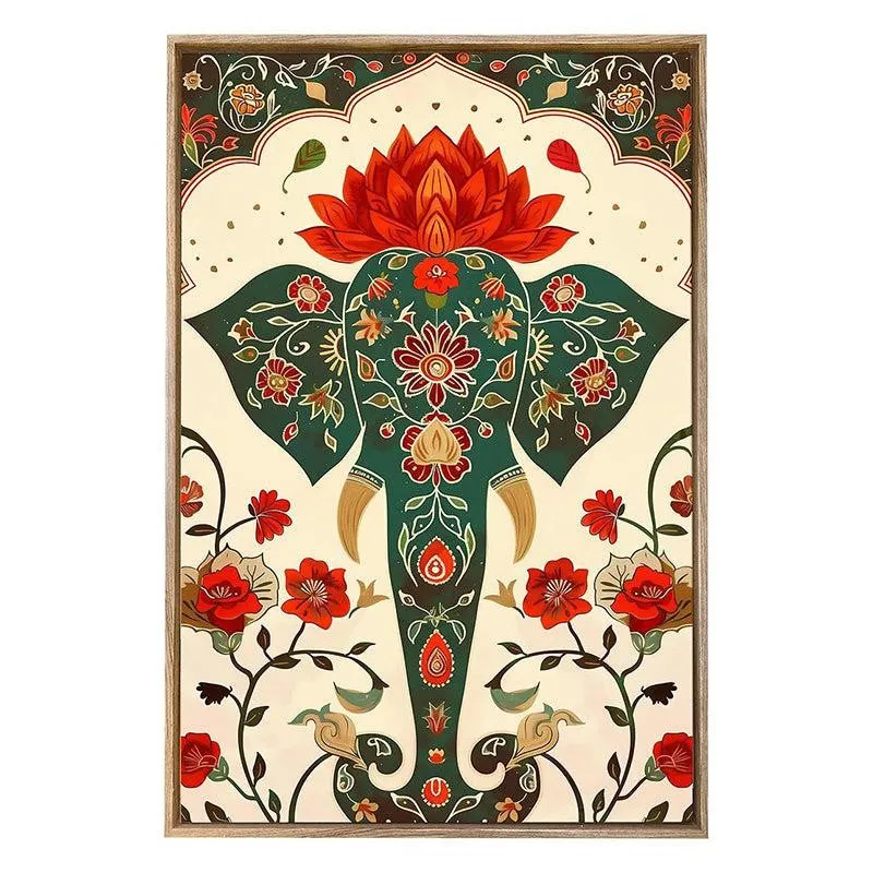 Raja Hathi Canvas Traditional Wall Art With Frame media 6
